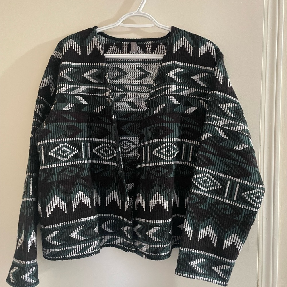 Patterned Black and Green Women's Jacket